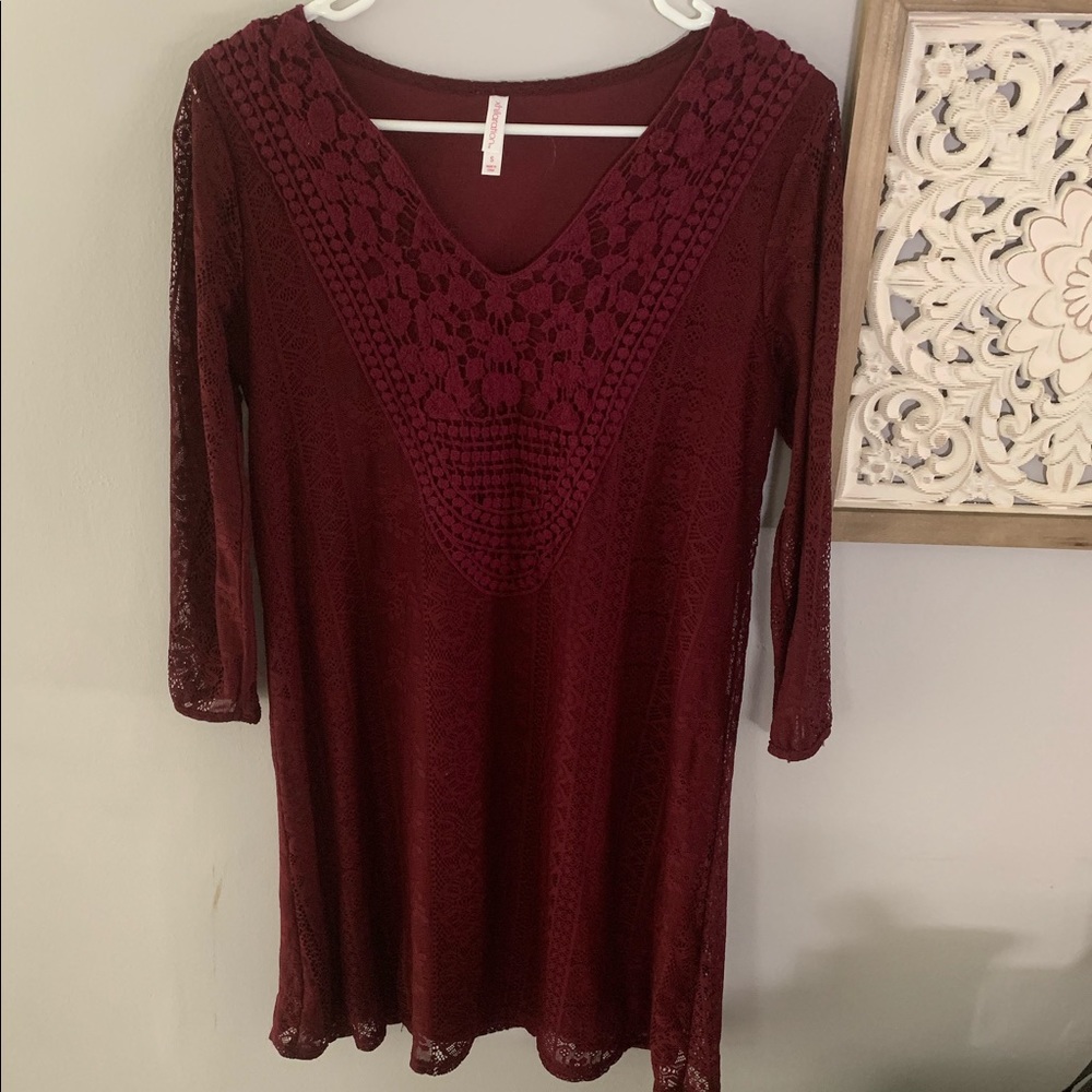S Xhilaration Lace Dress- Maroon